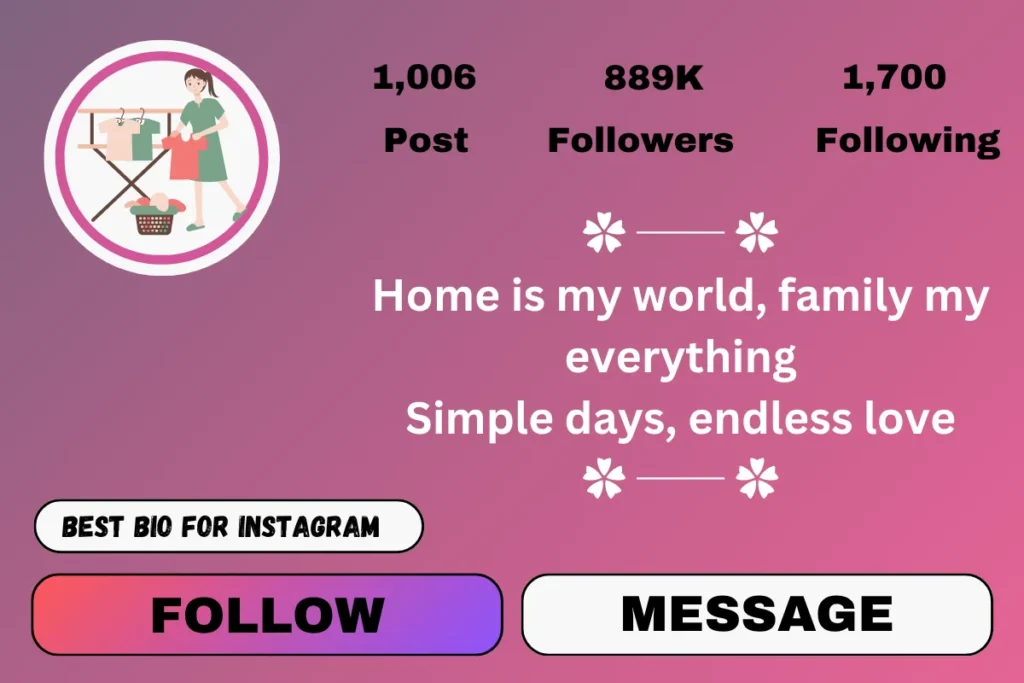 2-line bio for Instagram for a housewife