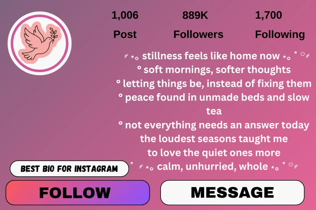 Aesthetic peace bio for Instagram