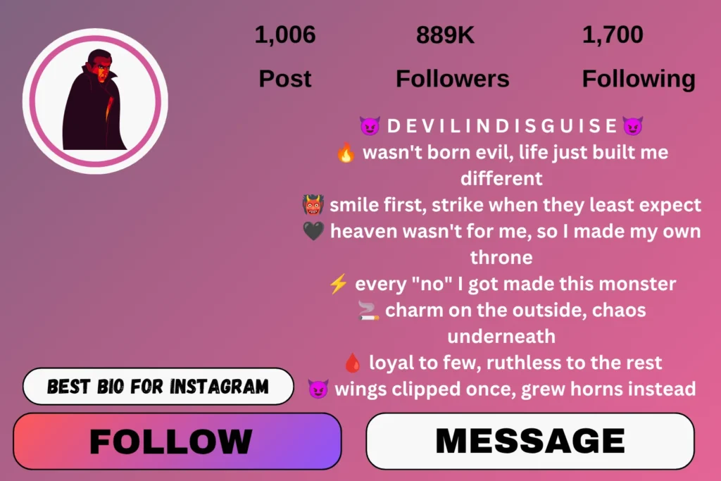 Devil bio for Instagram for boy