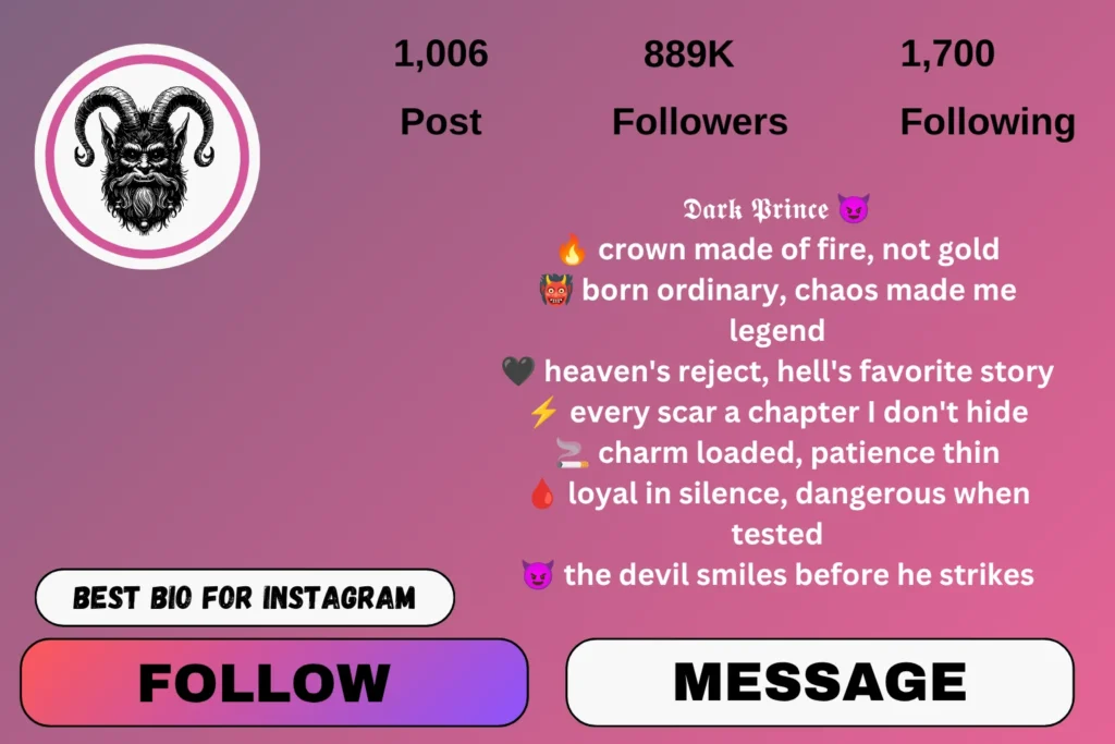 Devil bio for Instagram for boy stylish font