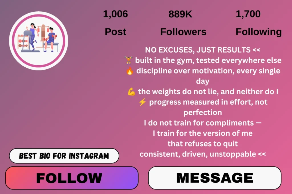 Gym bio for Instagram