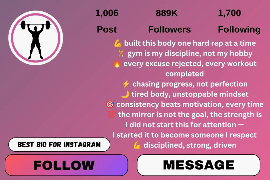 Gym fitness bio for Instagram for boy