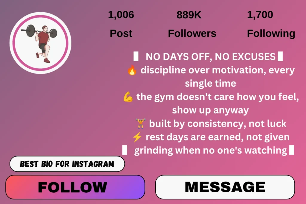 Gym lover bio for Instagram