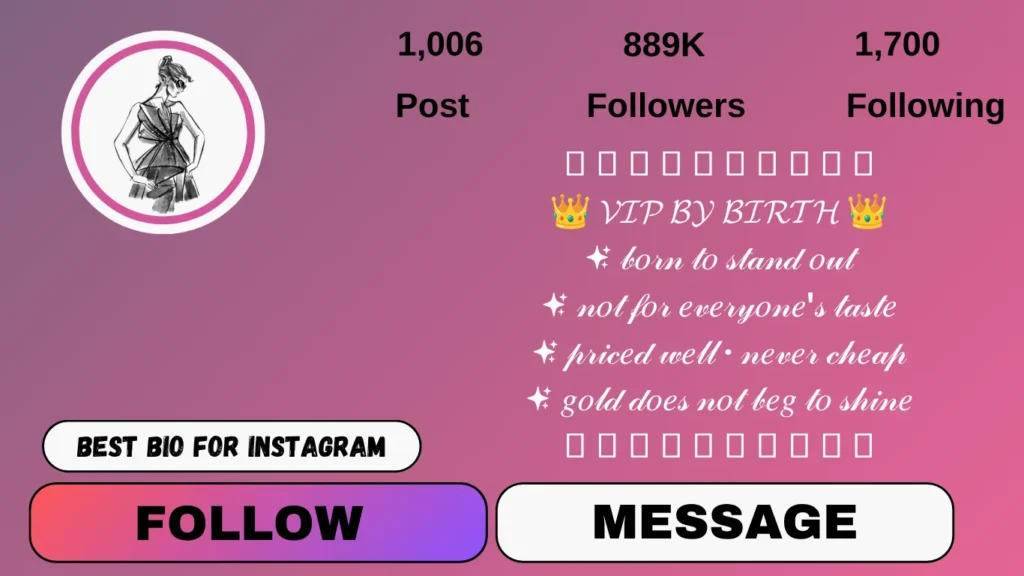Instagram VIP bio stylish font