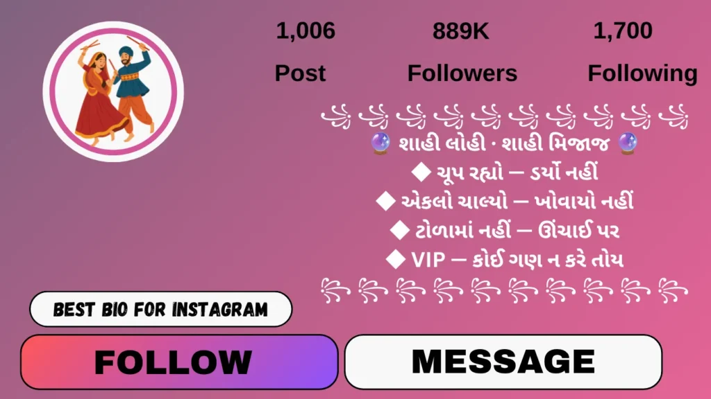 Instagram VIP bio ગુજરાતી