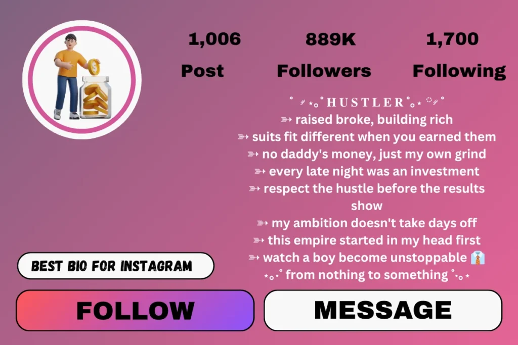 Instagram bio for boys money