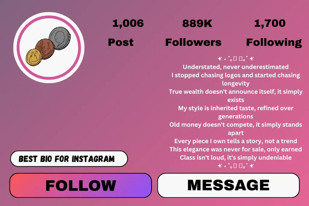 old money bio for Instagram