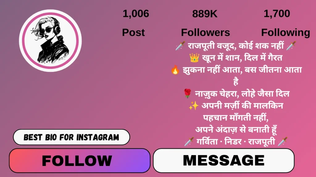 Rajput bio for Instagram girl with emoji