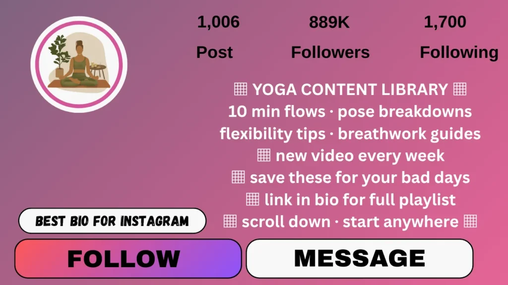 bio for yoga instagram account