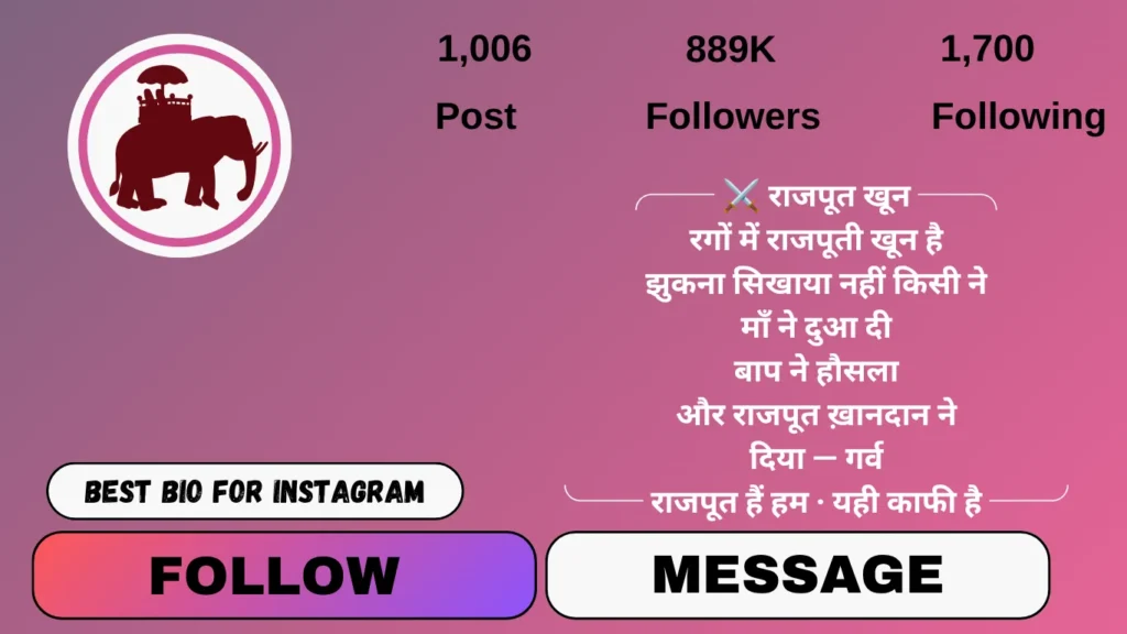 rajput bio for instagram in hindi