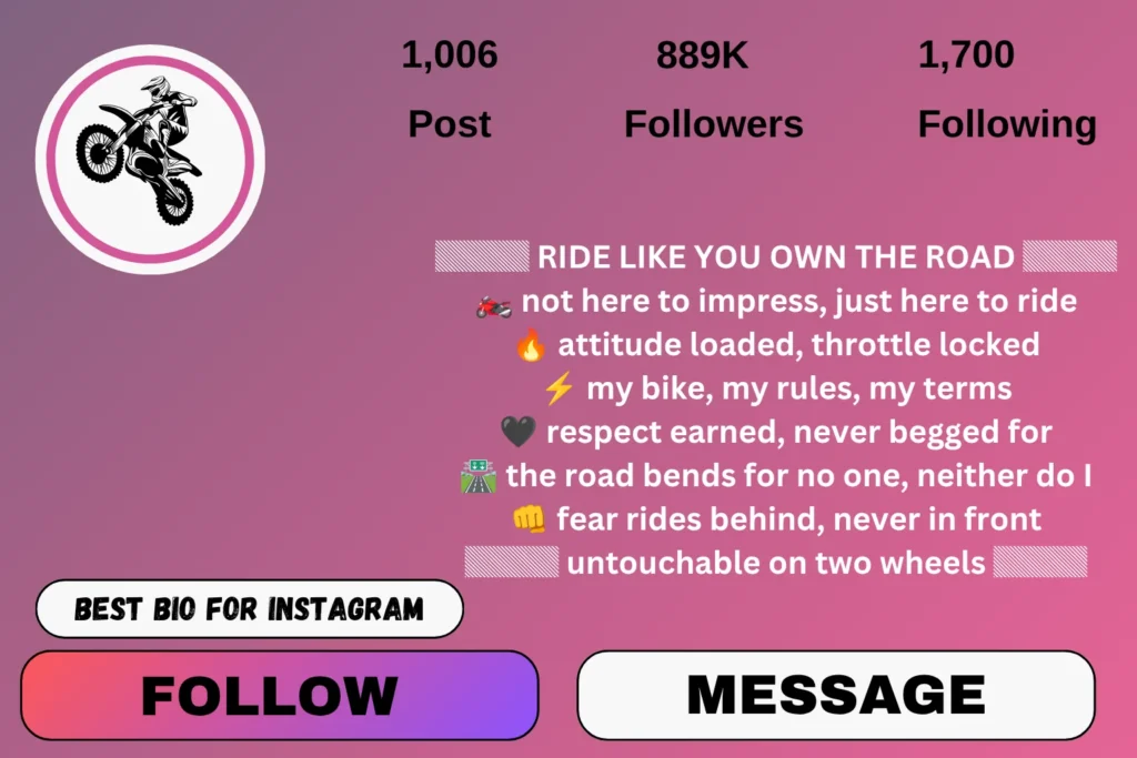 Attitude Bike Rider Bio for Instagram