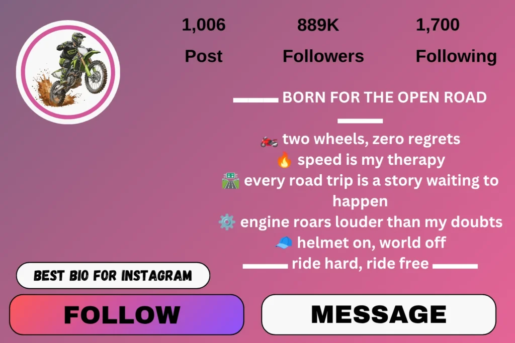 Bike Rider Bio for Instagram for Boys