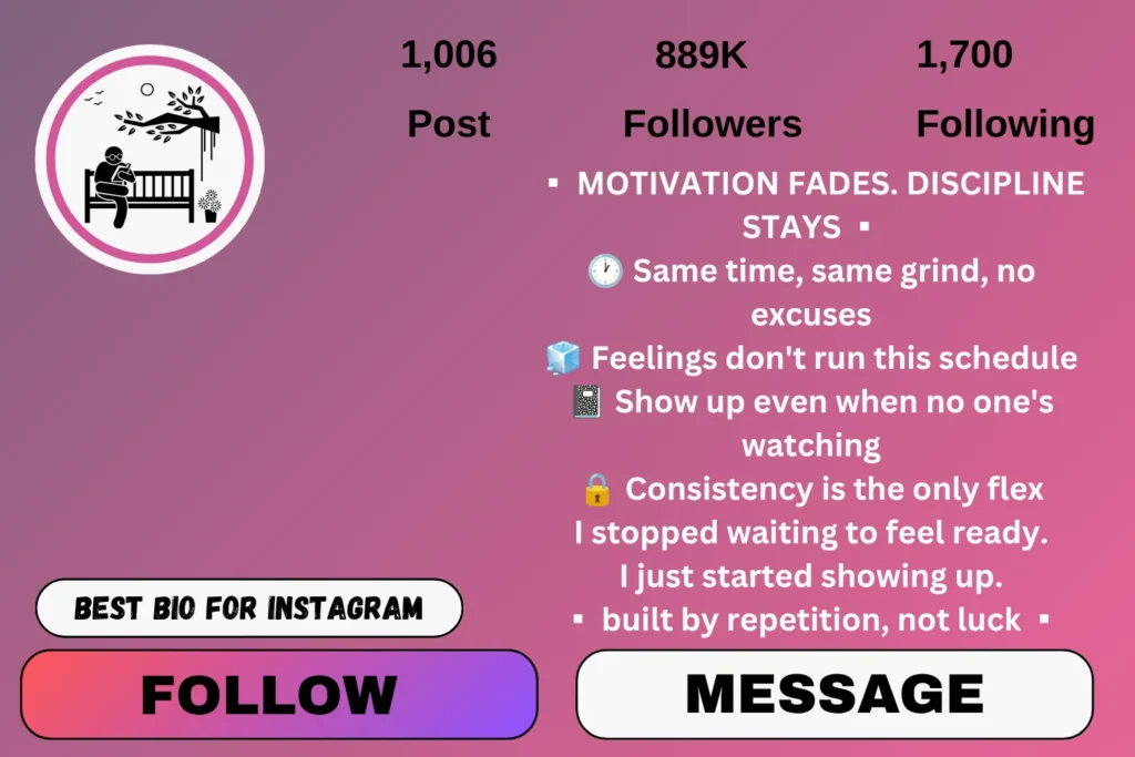Discipline bio for Instagram