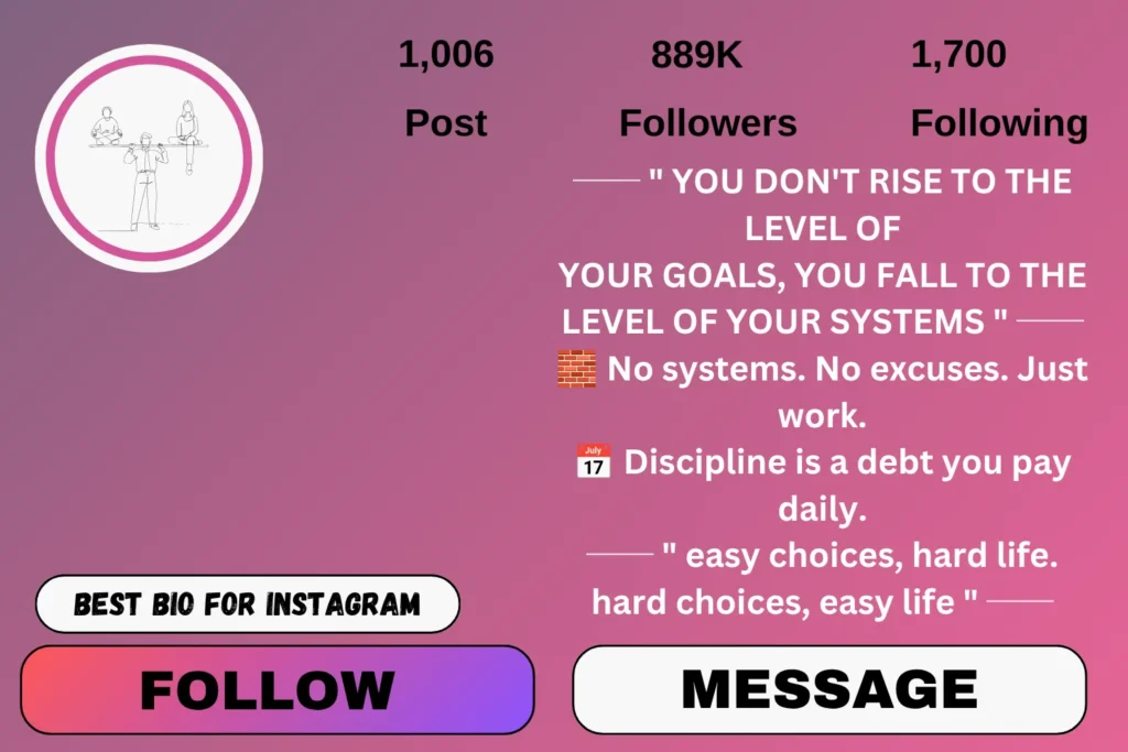 Discipline quotes for Instagram bio