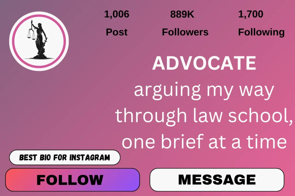 Law student bio for Instagram one word